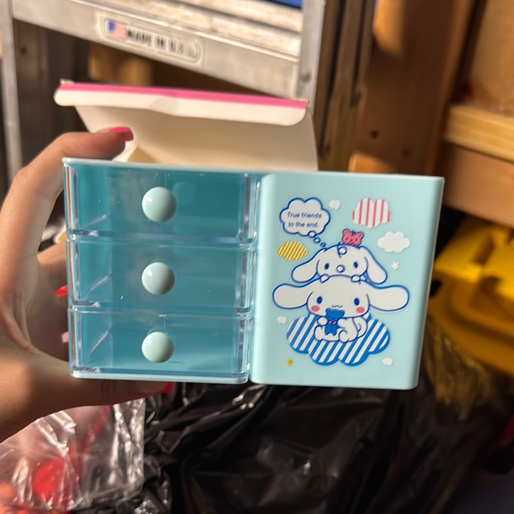 Cute Blue Storage Box with Cartoon Design